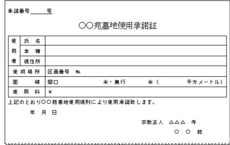 墓地使用許可証