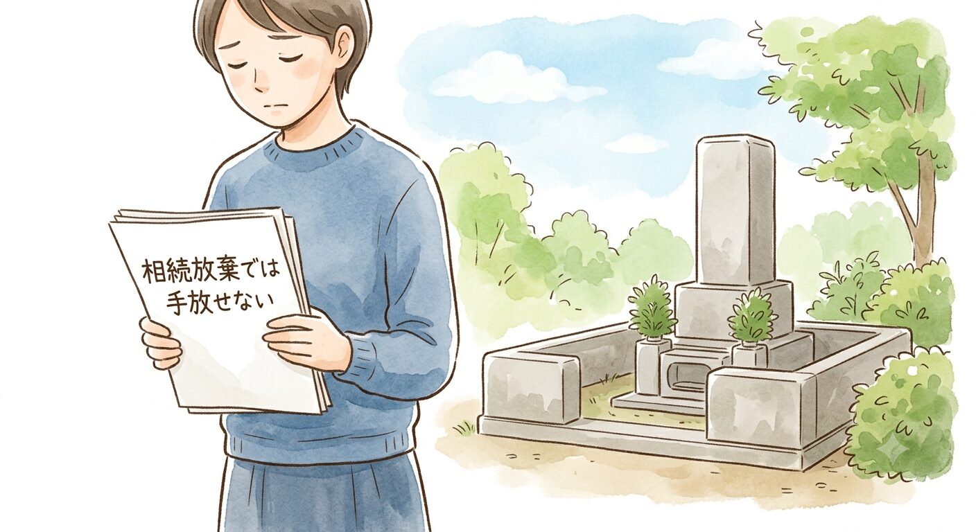 お墓は相続放棄では手放せないことを表したイラスト