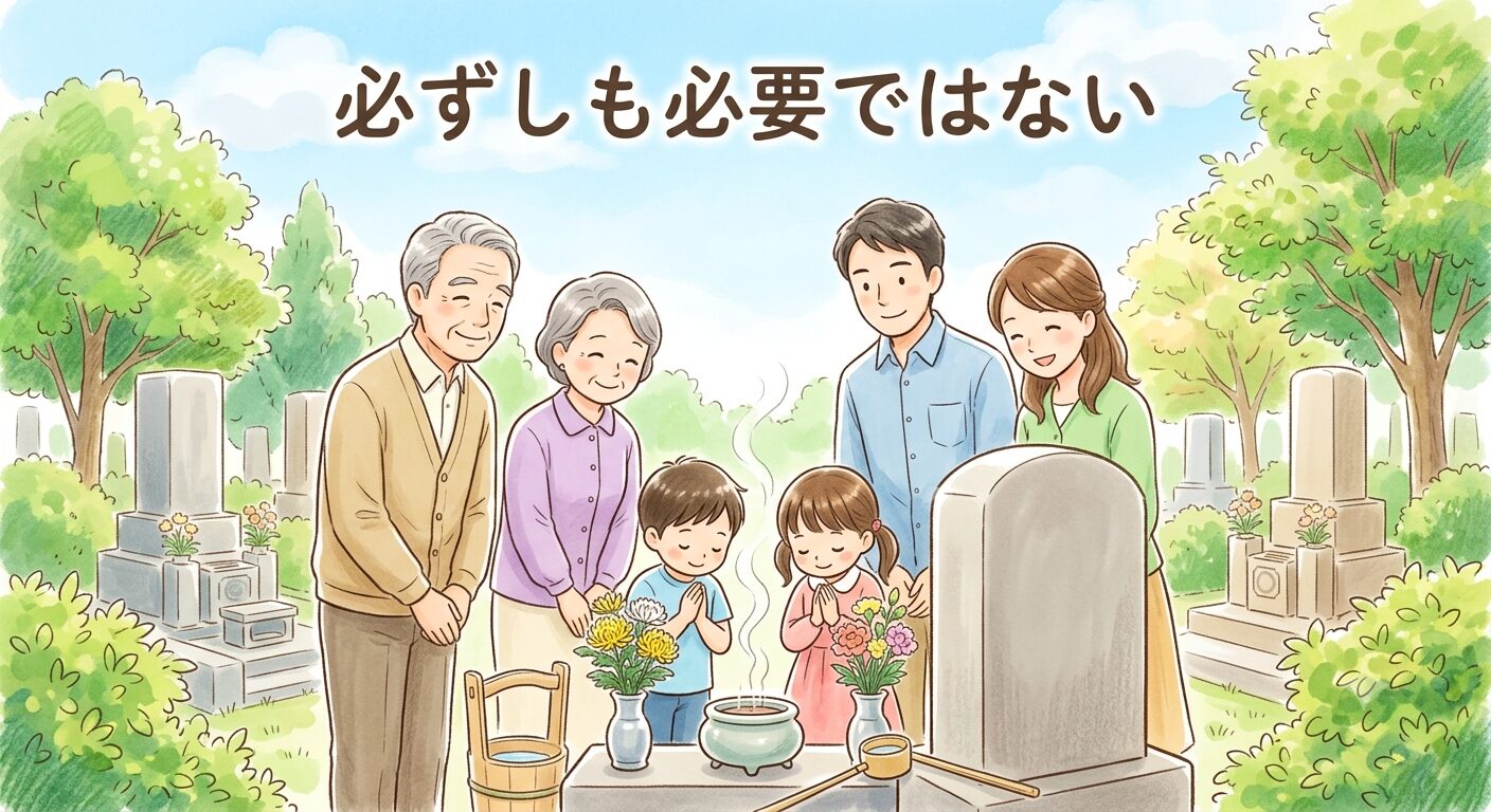 墓じまいはしなくてもいい場合があることを表したイラスト