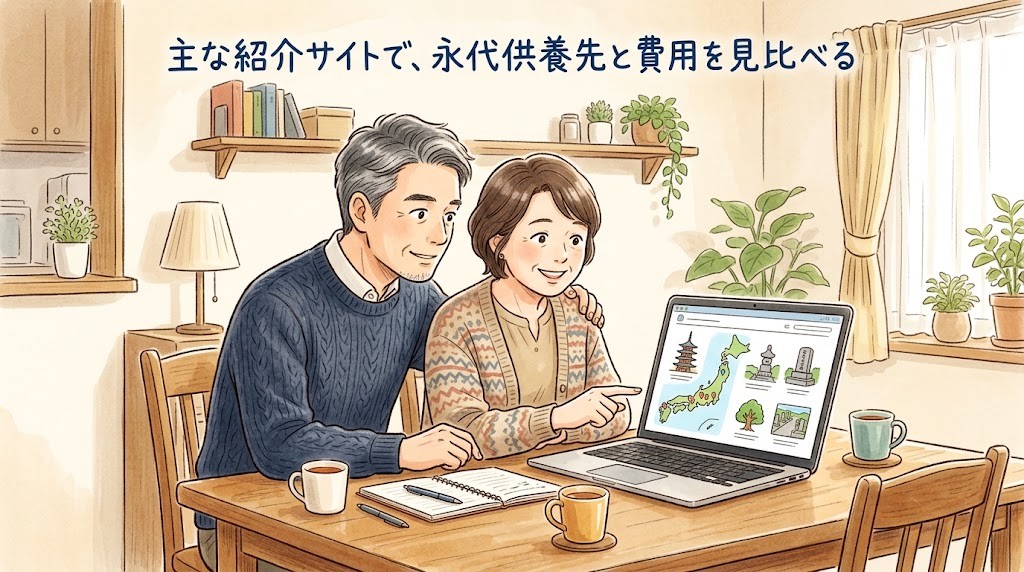 主な紹介サイトで、永代供養先と費用を見比べる