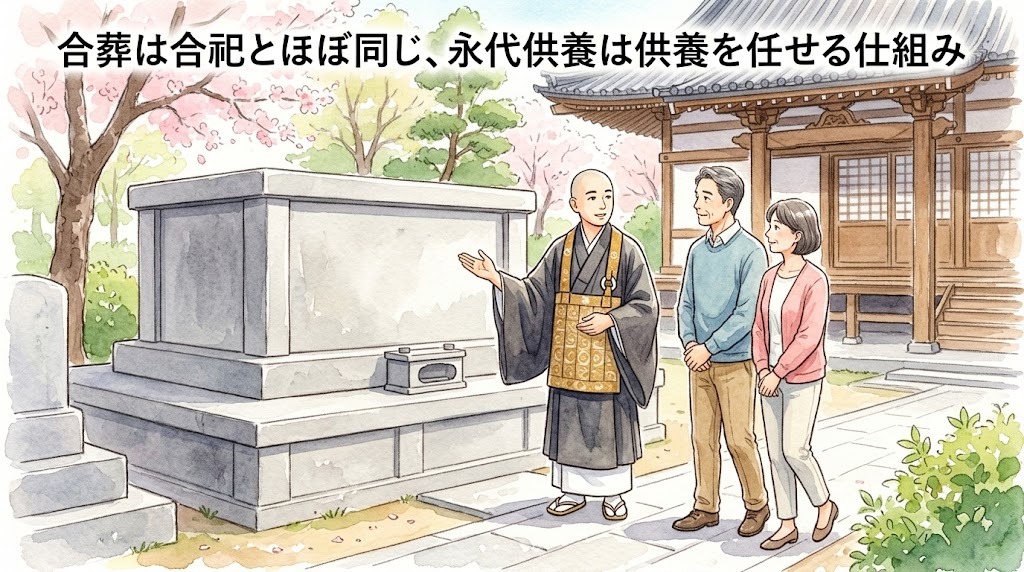 合葬は合祀とほぼ同じ、永代供養は供養を任せる仕組み