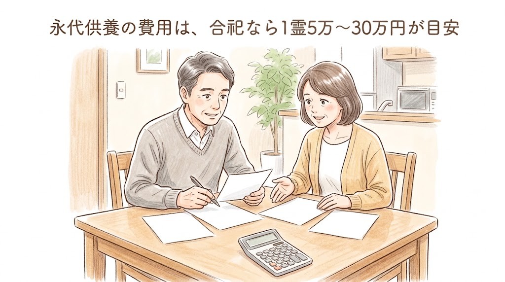 永代供養の費用は、合祀なら1霊5万〜30万円が目安