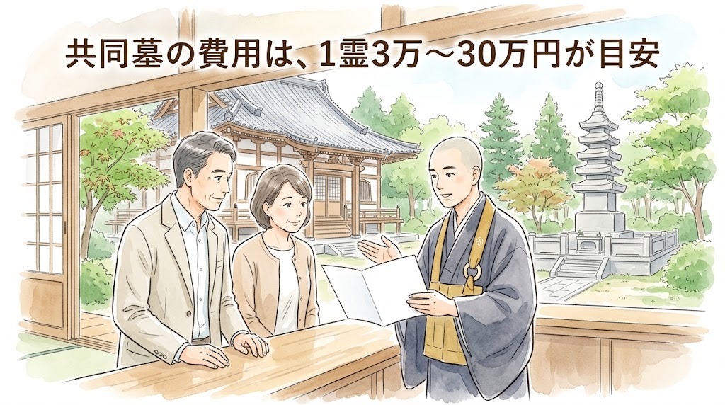 共同墓の費用は、1霊3万〜30万円が目安