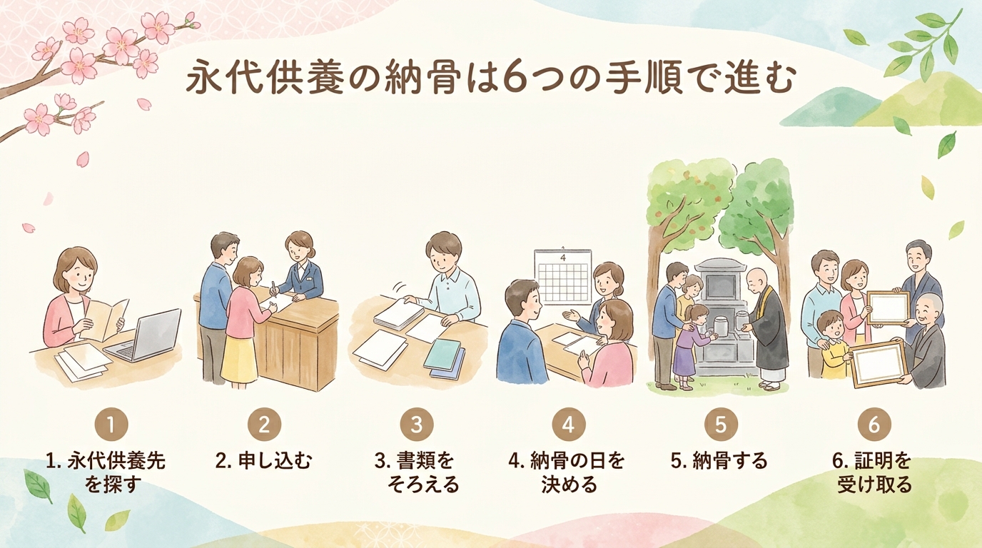 永代供養の納骨は6つの手順で進む