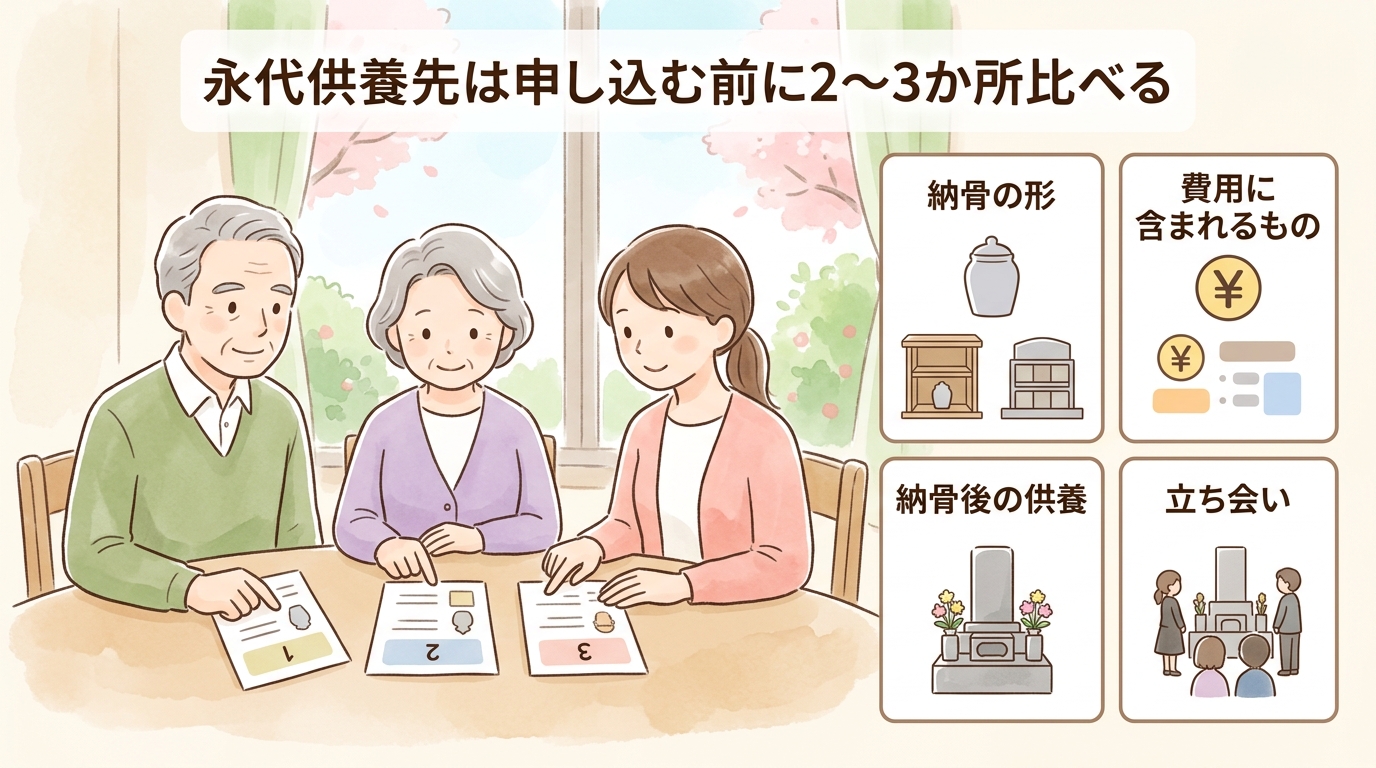 永代供養先は申し込む前に2〜3か所比べる