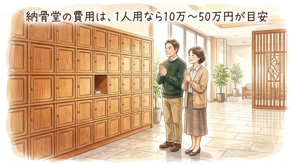 納骨堂の費用は、1人用なら10万〜50万円が目安