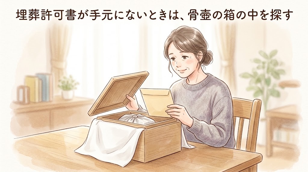 埋葬許可書が手元にないときは、骨壷の箱の中を探す