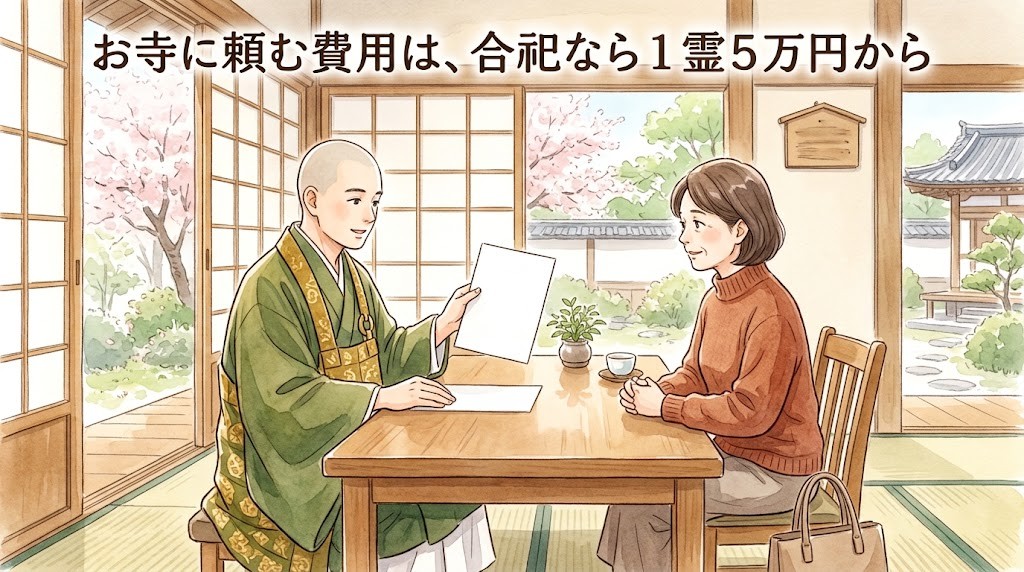 お寺に頼む費用は、合祀なら1霊5万円から