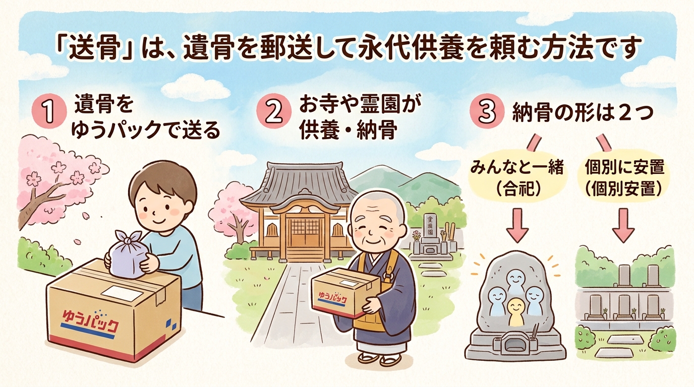 送骨は遺骨をゆうパックで永代供養先へ送る方法