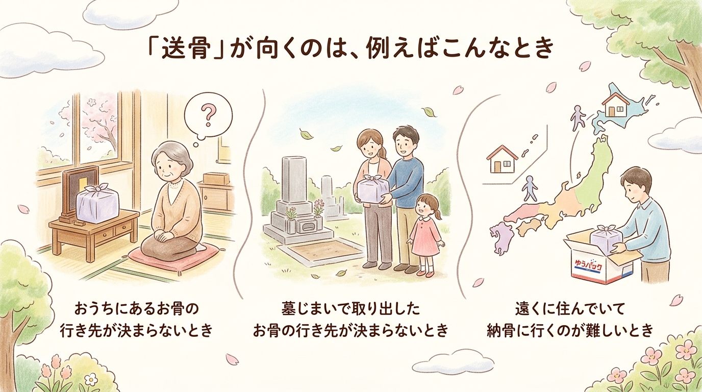 送骨が向くのは自宅の遺骨や墓じまい後の遺骨